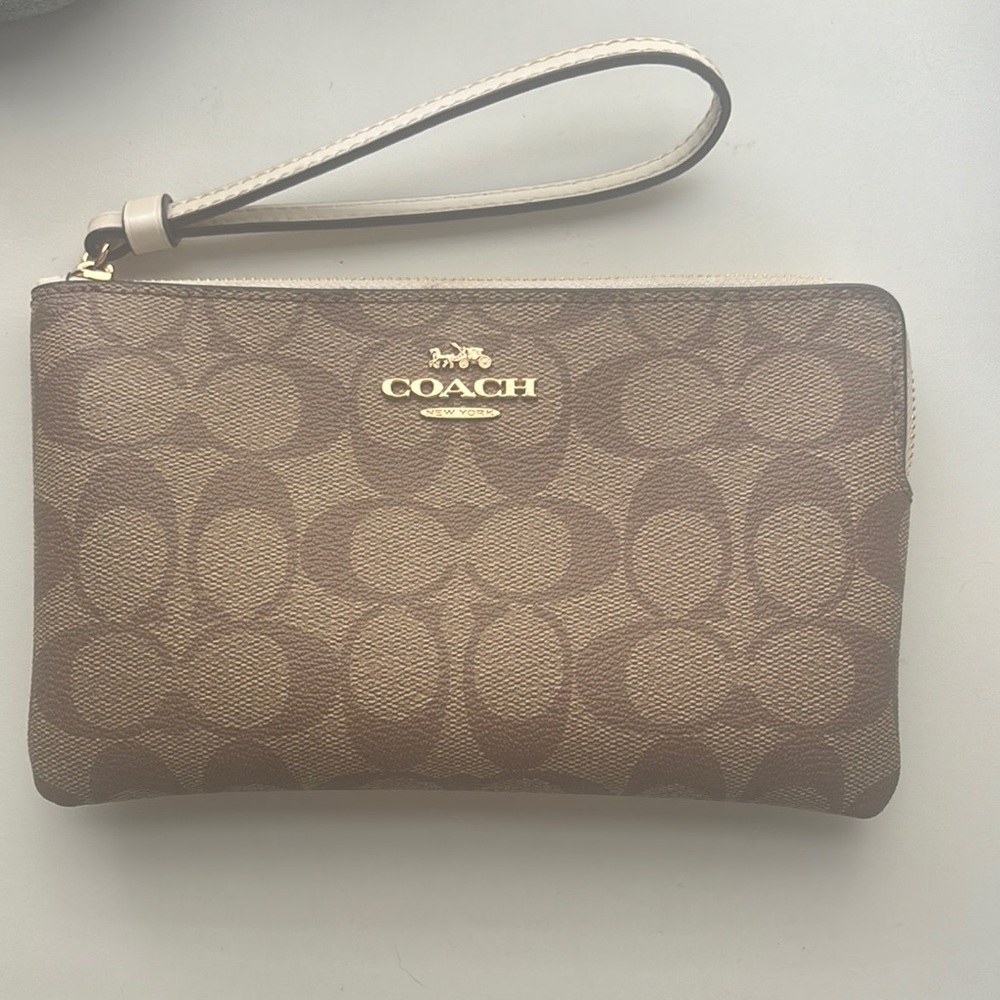Coach Signature Brown Wristlet
